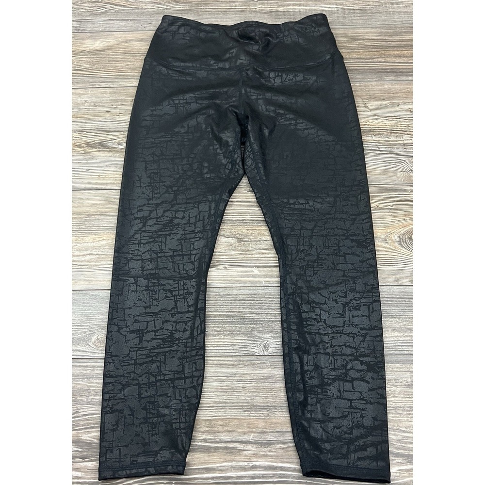 GAIAM‎ Shiny Black Cropped Leggings Women's Size Medium 24" Inseam